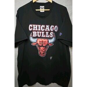 Vintage Chicago Bulls Lg Head, T-Shirt Pro Player, Made In The USA, Sz XXL Black